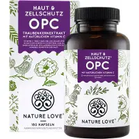 Nature Love OPC extrait de pépins de raisin | 180 gélules | hautement dosé avec 800mg d'extrait par dose journalière | de raisins français | végétalien