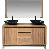 Teako Design Miroir de salle de bain Hofors Cadre massif en teck 120 x 70 cm