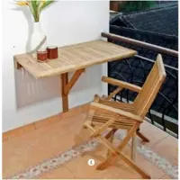 Teako Design Table murale rabattable Sondrio en teck massif 80 x 50 cm