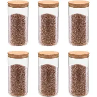 vidaXL 6pcs Pots de conservation en verre et couvercle en liège 1400ml