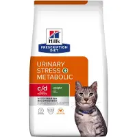 Hill's Pet Nutrition Prescription Diet C/D Urinary Stress + Metabolic - Nourriture vétérinaire de poulet pour la santé urinaire et le poids du chat - 6 kg (2x3 kg)