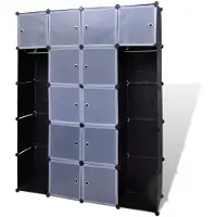 vidaXL Armoire modulaire avec 14 compartiments noir/blanc 37x146x180,5cm