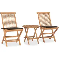 vidaXL Ensemble de jardin 3 pièces avec coussins Pliable Bois massif Teck
