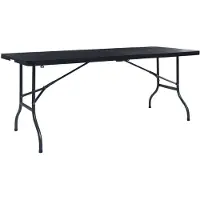 vidaXL Table pliable de jardin Noir 180x75x72 cm PEHD Imitation rotin