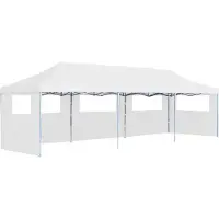 vidaXL Tente de réception Pop-Up pliable avec 5 parois latérales 3x9 m blanche