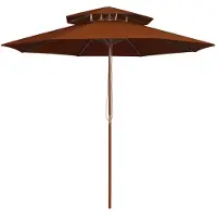 vidaXL Parasol avec double toit et mât en bois Terracota 270 cm