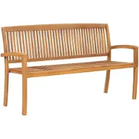 vidaXL Banc de jardin 3 places empilable 159 cm bois massif teck