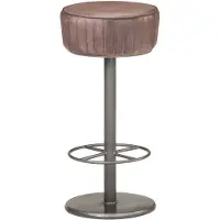 Möbelando Tabouret de bar "Pottum" en cuir véritable avec finition brun-gris, acier avec finition en bronze rouge brun. Dimensions (L/H) 37x76 cm