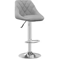 Möbelando Tabouret de bar "Aschbach" en velours (100 % polyester), acier chromé gris clair. Dimensions (L/H/P) 46x103x44 cm
