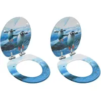 vidaXL Sièges de toilette avec couvercle Soft-Close 2 pcs. MDF design pingouin