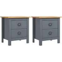 vidaXL Tables de chevet Hill 2 pcs Gris 46x35x49,5 cm Bois de pin