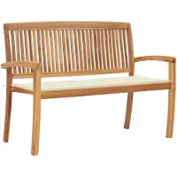 vidaXL Banc de jardin empilable avec support 128,5 cm bois massif teck