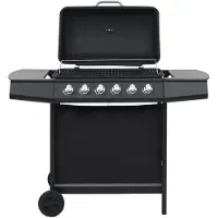 vidaXL Gas grill mit 6 Kochzonen Stahl schwarz