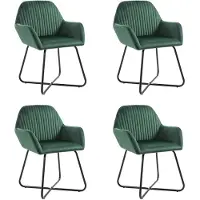 vidaXL Chaise de salle à manger 4 pcs. Vert velours