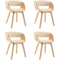 vidaXL Chaises de salle à manger 4 pcs. Crème bois courbé et similicuir