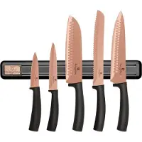 Berlinger Haus Ensemble de Couteaux de Cuisine 5 Pièces avec Barre Magnétique Rose Gold