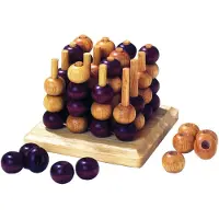 Goki Jeu de stratégie - - TicTacToe 3D en bois - Pour enfants - Mixte - Marron