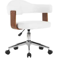 vidaXL Chaise de bureau pivotante Blanc Bois courbé et similicuir