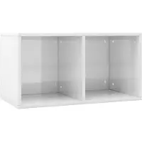 vidaXL Boîte de rangement de vinyles Blanc brillant 71x34x36 cm