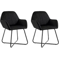 vidaXL Chaise de salle à manger 2 pcs. noir velours
