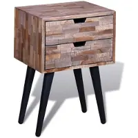 vidaXL Table de chevet avec 2 tiroirs Bois de teck recyclé
