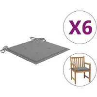 vidaXL Coussins de chaise jardin lot de 6 gris 50x50x3 cm tissu oxford