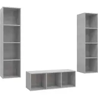 vidaXL Ensemble de 3 meubles TV en bois gris béton