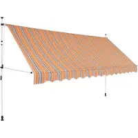 vidaXL Store rétractable manuel 400 cm jaune/bleu rayé