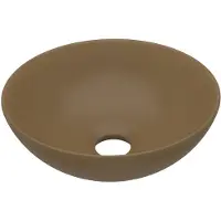 vidaXL Lavabo en céramique crème mat ronde