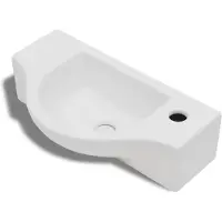 vidaXL lavabo en céramique avec trou pour robinet blanc
