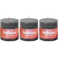 Bolsius Bougies pilier rustiques Shine 3 pcs 100x100 mm Gris orageux