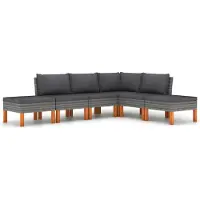 vidaXL Ensemble salon de jardin 6 pièces avec coussins Poly rotin gris
