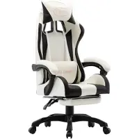 vidaXL Chaise de jeu avec repose-pieds noir et blanc similicuir
