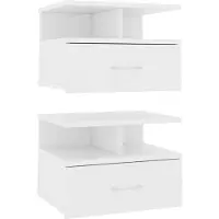 vidaXL 800406 Tables de chevet flottantes 2 pcs Blanc Bois ingénierie