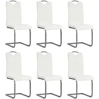 vidaXL Chaise cantilever 6 pcs. Blanc Similicuir