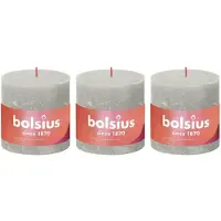 Bolsius Bougies pilier rustiques Shine 3 pcs 100x100 mm Gris sableux