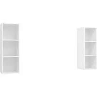vidaXL Armoires murales TV 2 pcs. Blanc Bois composite