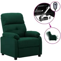 vidaXL Fauteuil relax électrique vert foncé Tissu