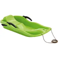 Prosperplast | Bobsleigh Race | Vert | Plastique de haute qualité | Câble de traction et levier de frein inclus | Idéal aussi comme luge, bob, luge ou glisseur de neige