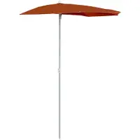 vidaXL Demi-parasol avec mât 180x90 cm rouge terracotta
