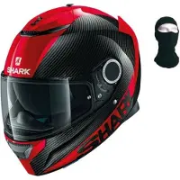 Cstore Casque Integral Spartan Carbon Skin Noir Rouge + Cagoule - Xs