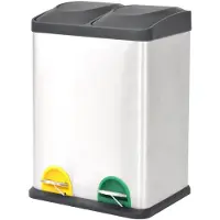 vidaXL Poubelle à pédale recyclée en acier inoxydable 36 L