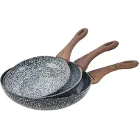 KINGHOFF lot de 3 poeles 20cm 24cm 28cm Granit Wood KH1030