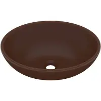 vidaXL avabo ovale mat brun foncé 40x33 cm Céramique