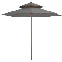 vidaXL Parasol avec aération et mât en bois 270 cm Anthracite