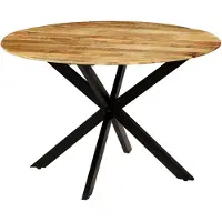 vidaXL Table de salle à manger en manguier brut massif et acier 120 x 77 cm