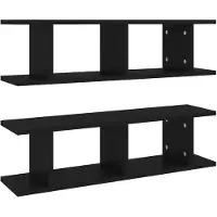 vidaXL Étagères murales 2 pcs Noir 75x18x20 cm bois d'ingénierie