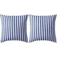 vidaXL Oreiller d'extérieur lot de 2 Impression rayure 45 x 45 cm Bleu