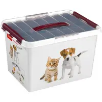 Sunware Boite plastique spécial animaux 22L avec bac de rangement (H)260x(L)400x(l)1300mm (Q-line Box Décor Animaux 22L avec insert)