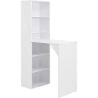 vidaXL Table de bar avec armoire blanc 115x59x200 cm